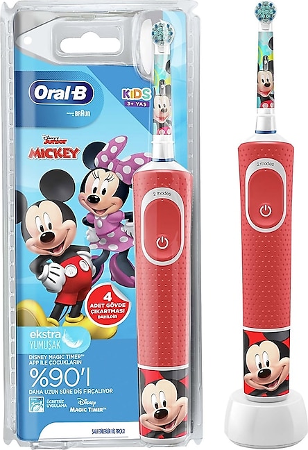 oral-b d100 mickey özel seri çocuklar i̇çin şarj edilebilir diş fırçası