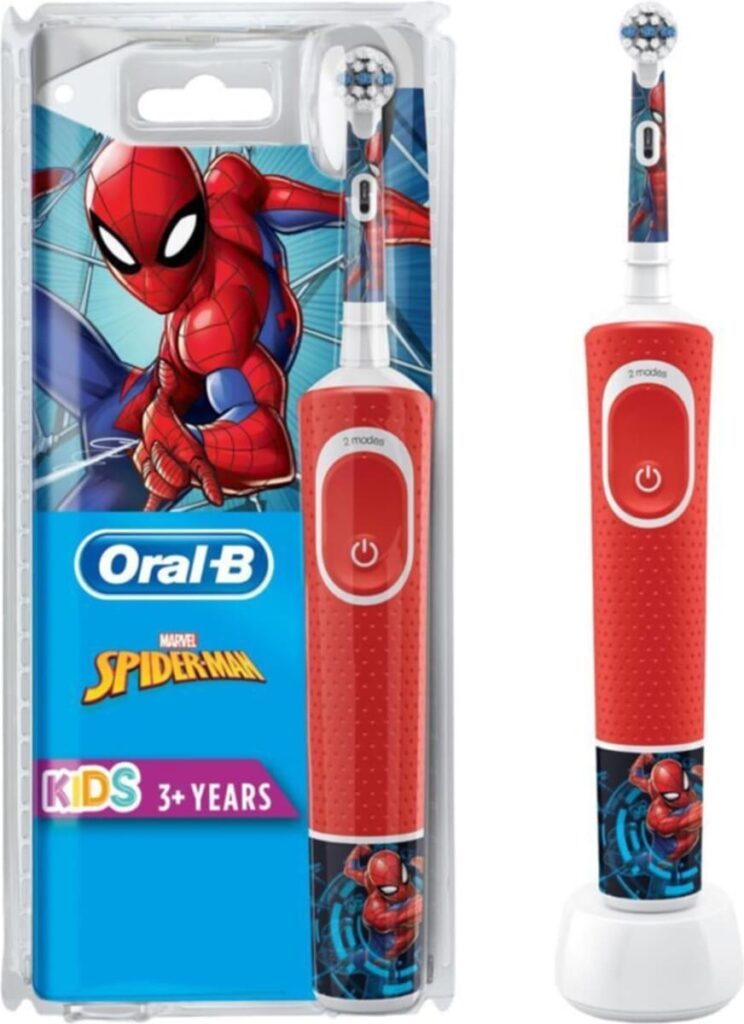 oral-b d100 spiderman özel seri çocuklar i̇çin şarj edilebilir diş fırçası