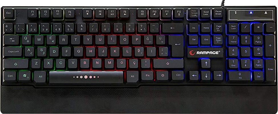 rampage kb-r66 usb işıklı kablolu oyuncu klavyesi