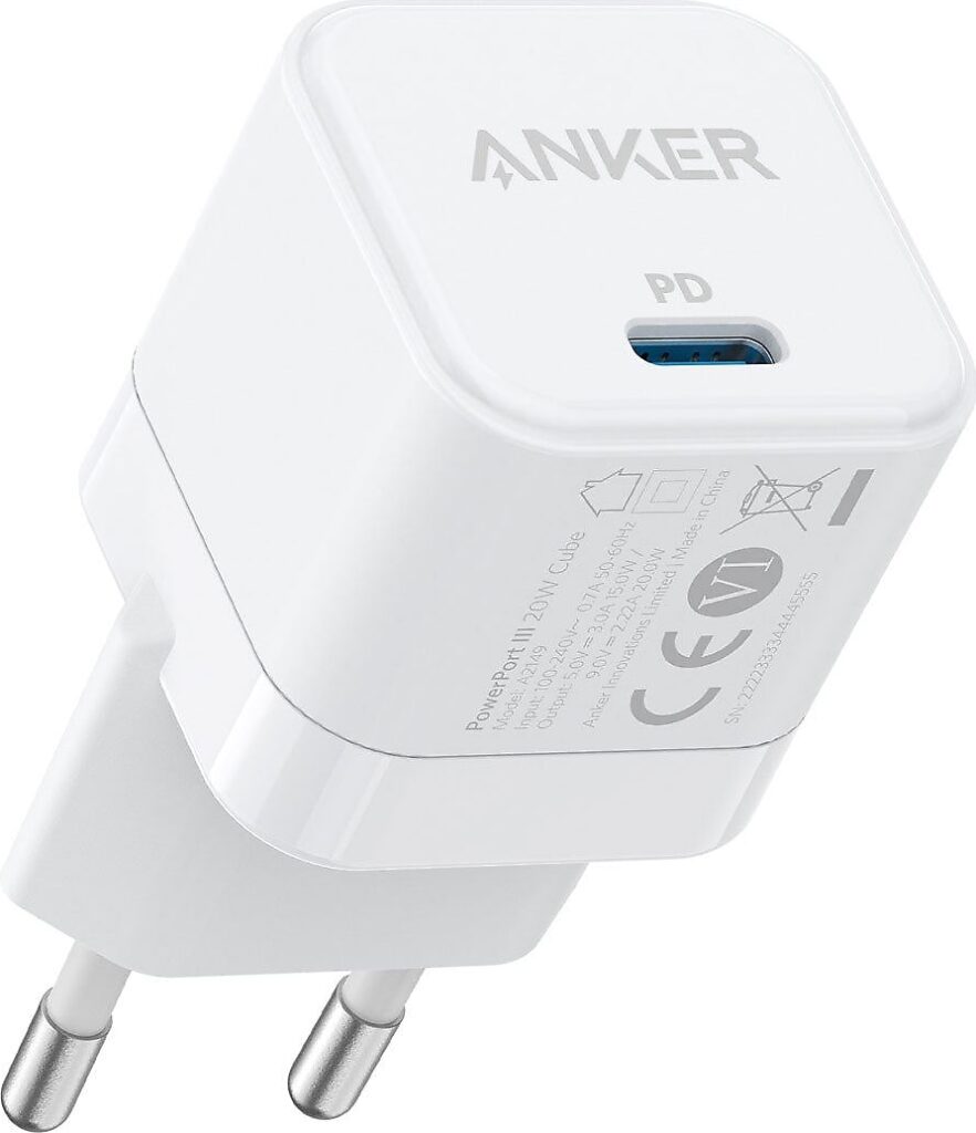 anker powerport iii cube a2149 20 w type-c hızlı şarj adaptörü